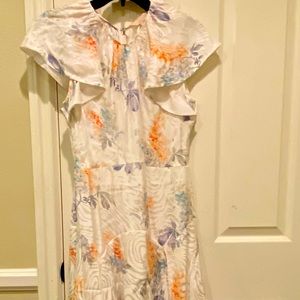 Rebecca Taylor silk blend midi dress in multi colors floral print